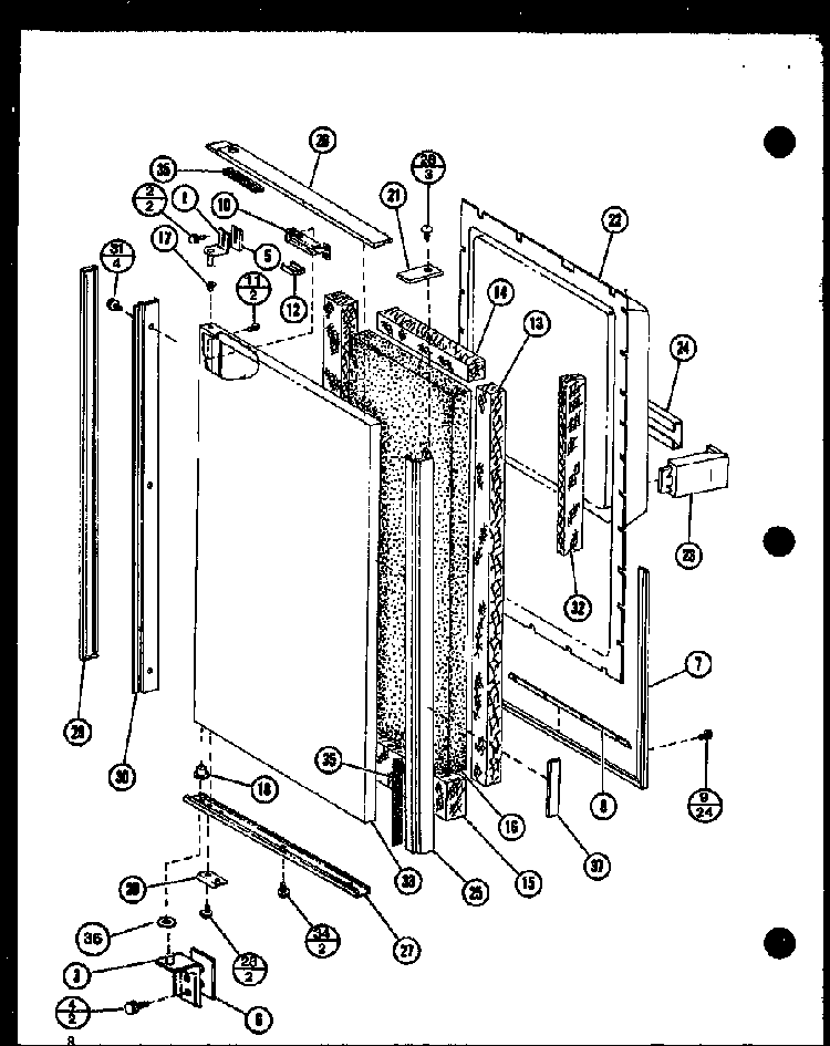 Freezer Door Diagram and Parts List for SDI22F-L-P7700011WL  Amana Refrigerator