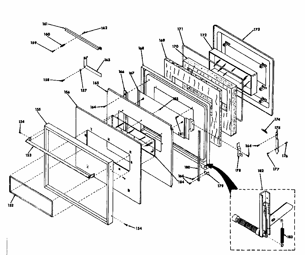 Upper Oven Door Diagram and Parts List for 8504277560  Kenmore Range