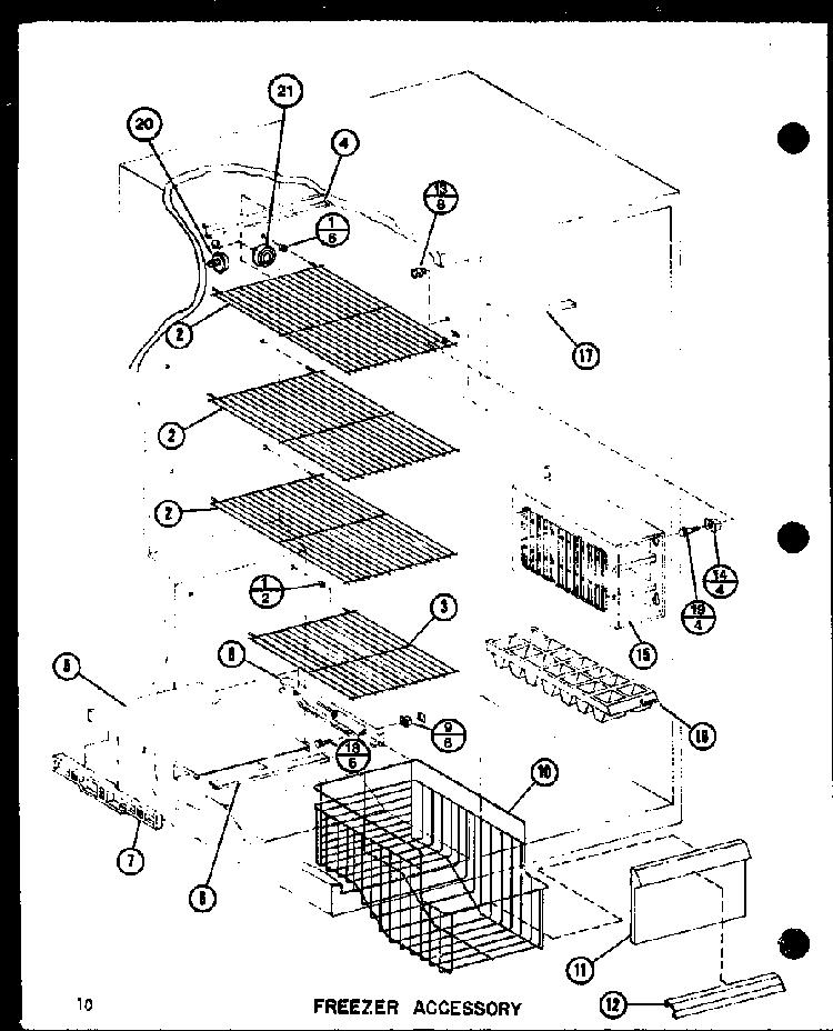 Freezer Accessory Diagram and Parts List for SR19F1-G-P77000-8WG  Amana Refrigerator