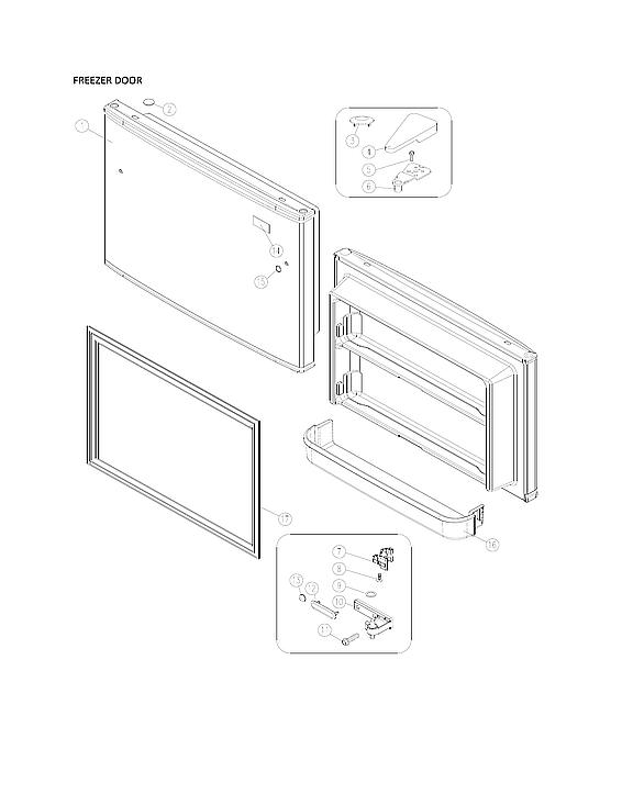 Freezer Door Diagram and Parts List for 11161202715  Kenmore Refrigerator