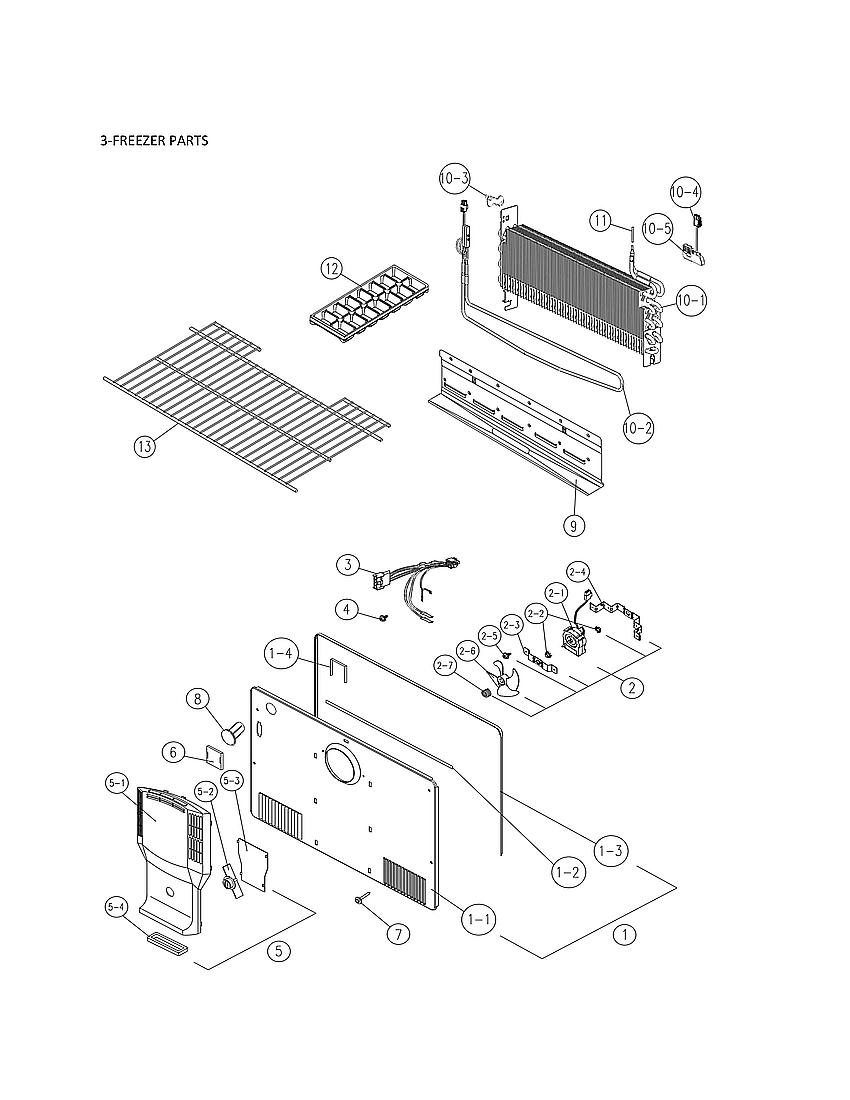 Freezer Parts Diagram and Parts List for 11161269220  Kenmore Refrigerator