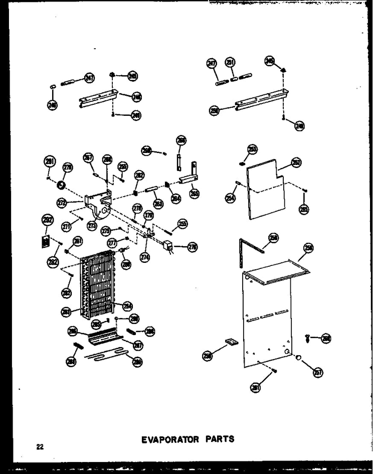 Evaporator Parts Diagram and Parts List for SDI22W-C-P60340-74WC  Amana Refrigerator