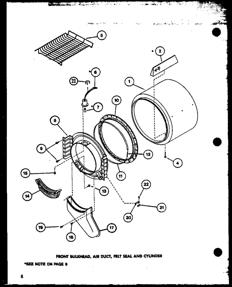 Section 8 Diagram and Parts List for  Amana Dryer