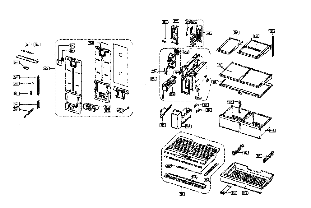 Refrigerator Section Diagram and Parts List for 11173309911  Kenmore Refrigerator