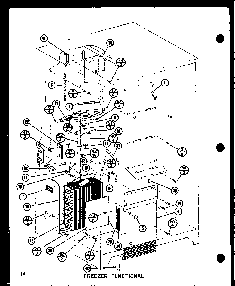 Freezer Functional Diagram and Parts List for SR19F1-G-P77000-8WG  Amana Refrigerator