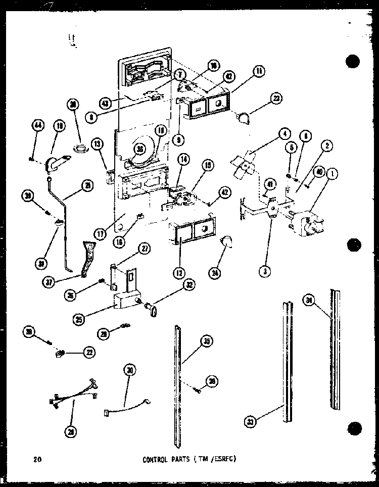Control Parts Diagram and Parts List for ESR14D-P73953-16W  Amana Refrigerator