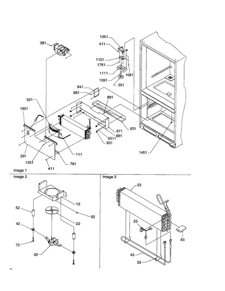 Evaporator/freezer Control Diagram and Parts List for BG21VW-P1325013WW  Amana Refrigerator
