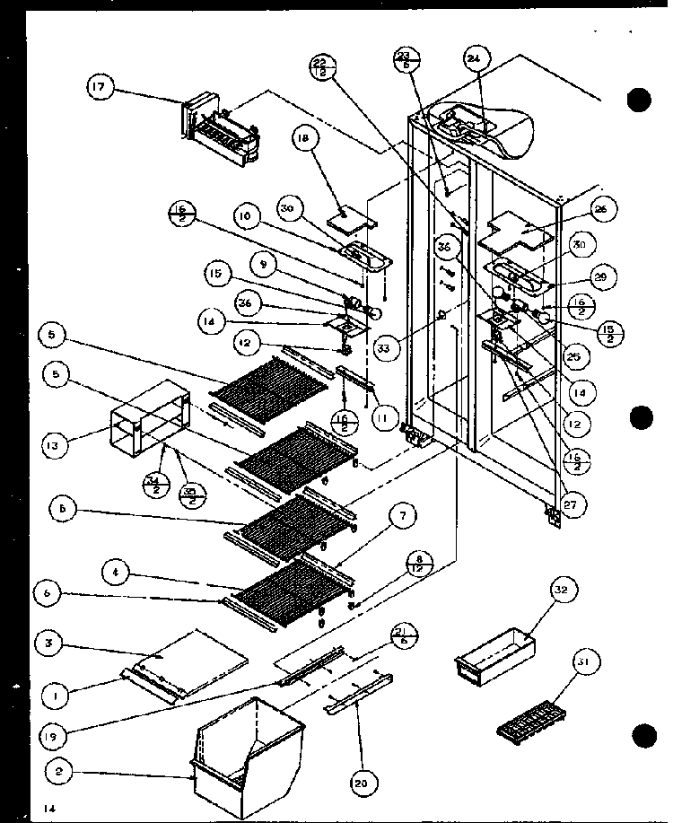 Section 8 Diagram and Parts List for SL22JB-P1116005W  Amana Refrigerator