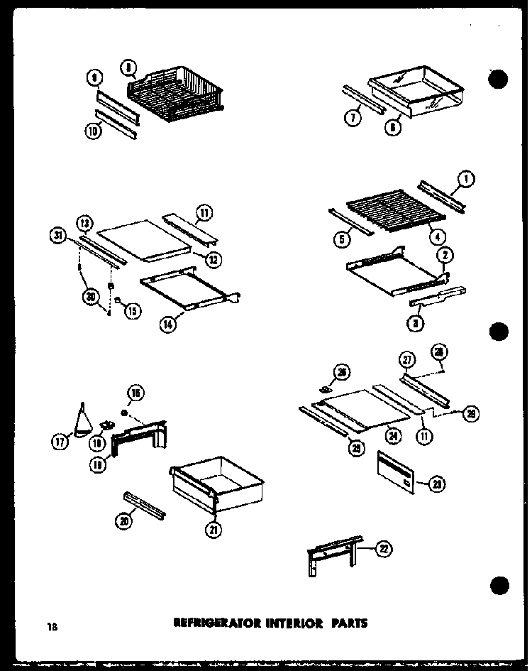 Refrigerator Shelves And Drawers Diagram and Parts List for ESR22C-G-P73900-10WG  Amana Refrigerator