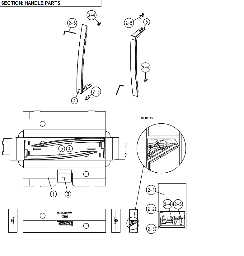 Handle Parts Diagram and Parts List for 11171219615  Kenmore Refrigerator