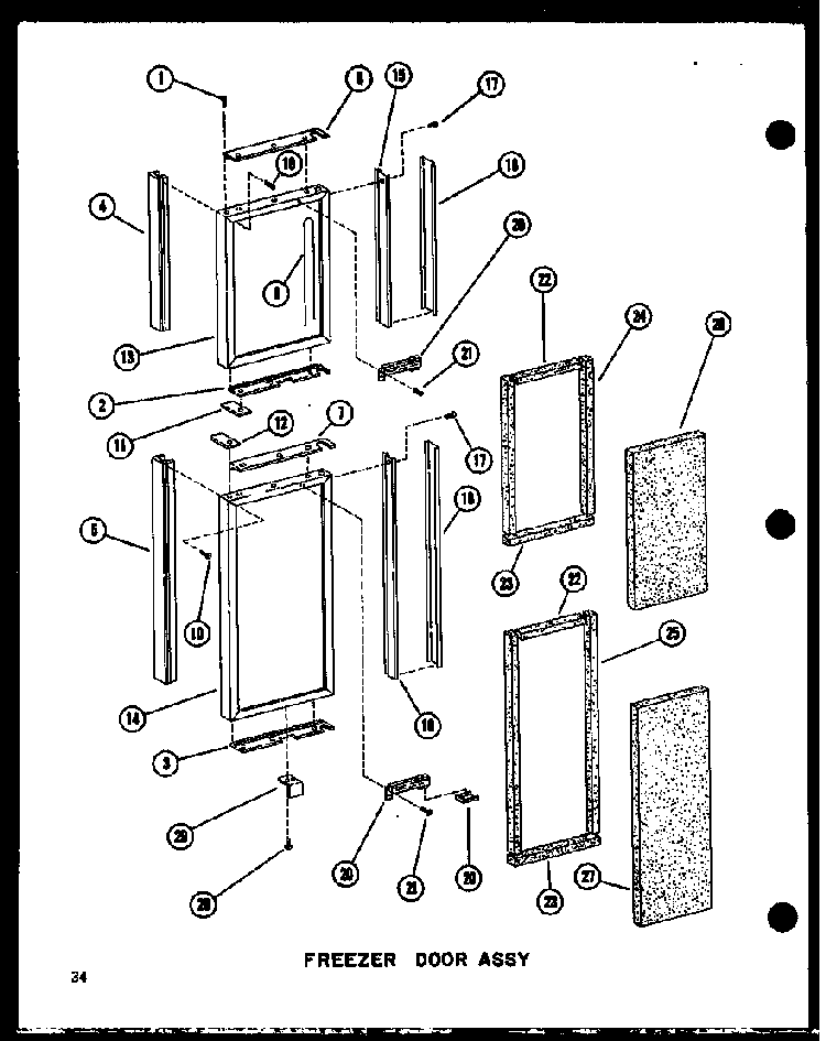 Freezer Door Assy Diagram and Parts List for SDI22N-1-C-P60230-91WC  Amana Refrigerator