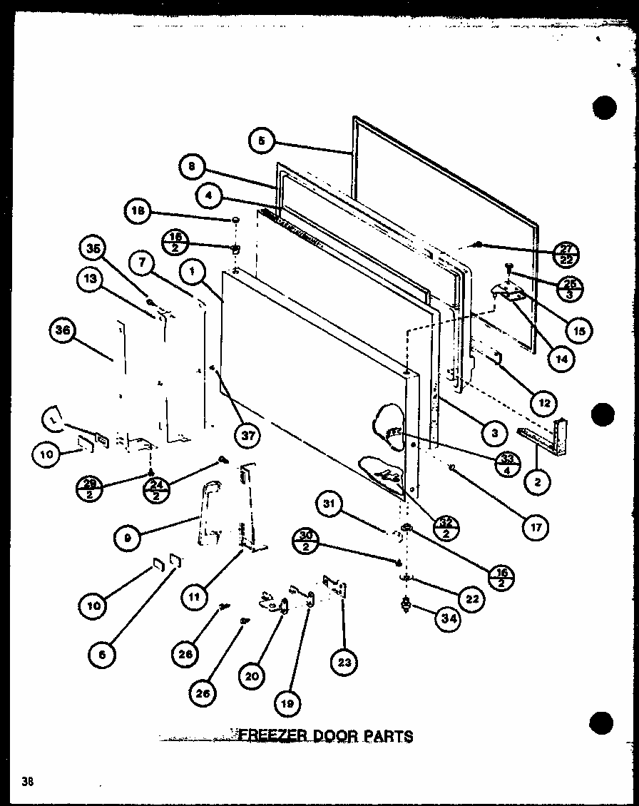 Freezer Door Parts (tm20j/p7739008w) (tr20j/p7739009w) (tc20j/p7739010w) Diagram and Parts List for TM20J-P7739008W  Amana Refrigerator