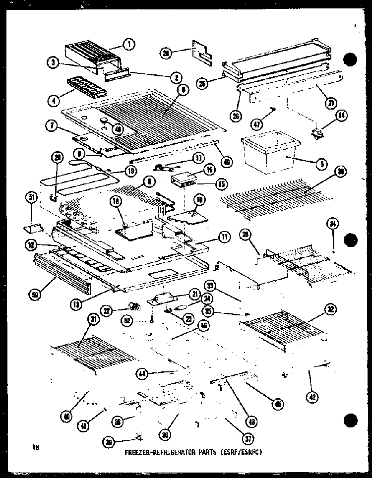 Freezer-refrigerator Parts Diagram and Parts List for ESR16A-A-P60303-45WA  Amana Refrigerator