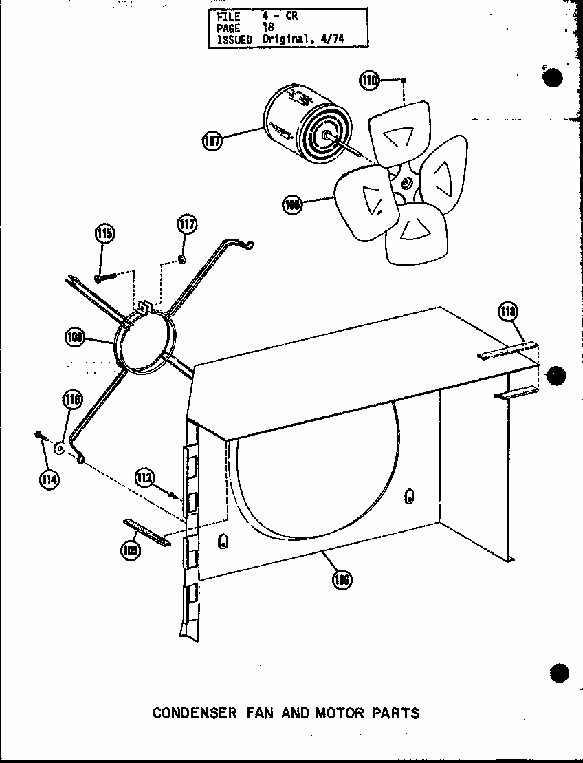 Condenser Fan And Motor Parts Diagram and Parts List for CR15-1 P58094-17C Amana Air Conditioner