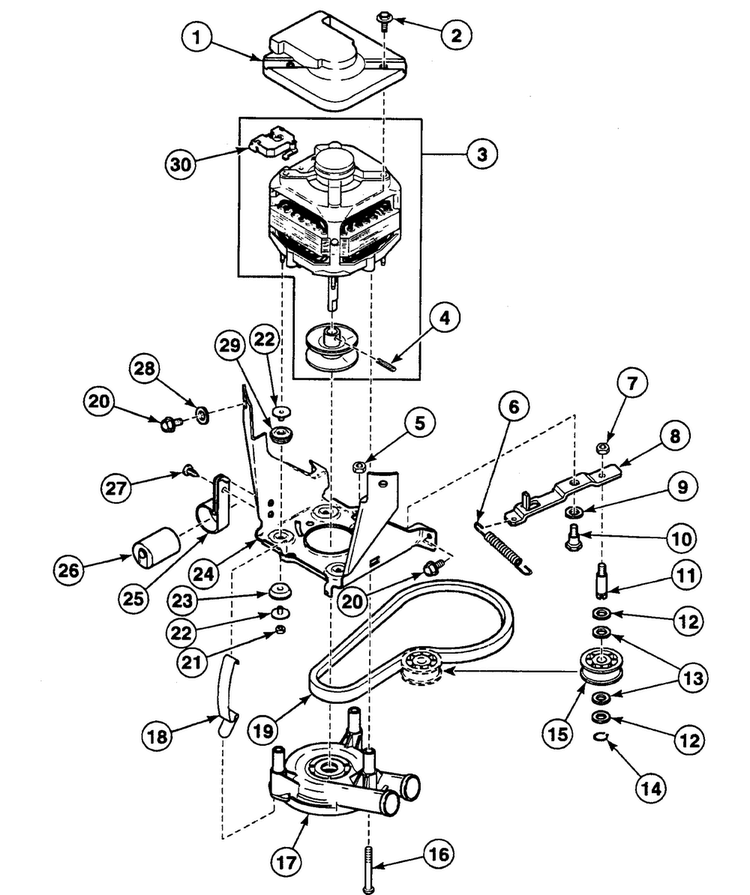 Motor Assy Diagram and Parts List for SWT621QM1121  Speed Queen Washer