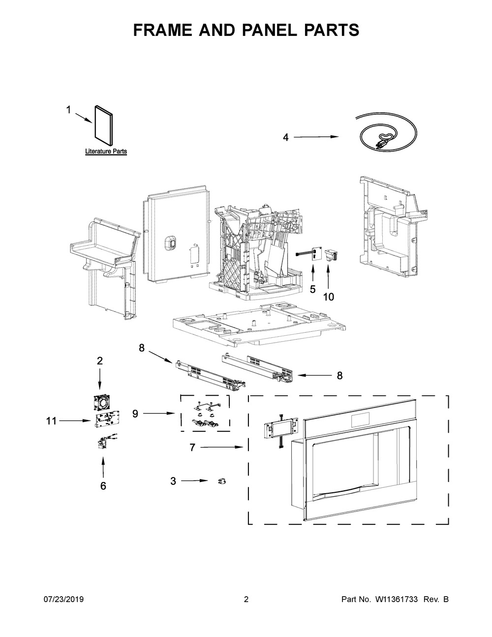 Frame And Panel Parts Diagram and Parts List for  Maytag Coffee Maker