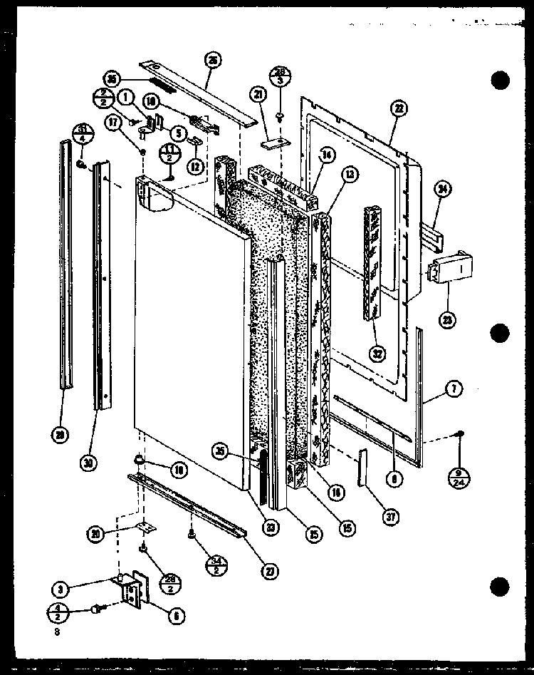 Freezer Door Diagram and Parts List for SDI22GL-P7745505WL  Amana Refrigerator