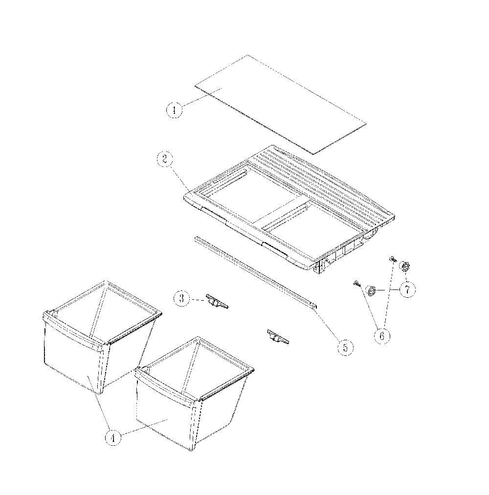 Crisper Shelves Diagram and Parts List for 11160515911  Kenmore Refrigerator