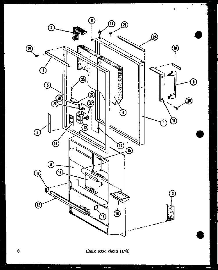 Lower Door Parts Diagram and Parts List for ESR16B-P60303-79W  Amana Refrigerator
