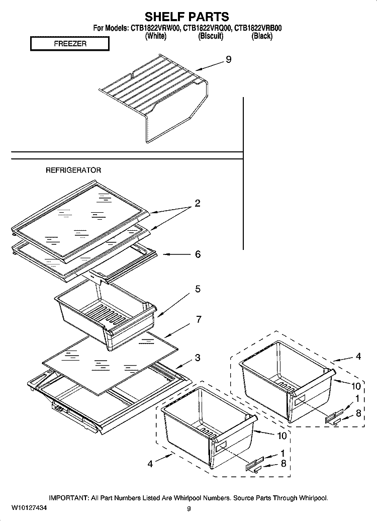 SHELF PARTS, OPTIONAL PARTS Diagram and Parts List for  Magic Chef Refrigerator