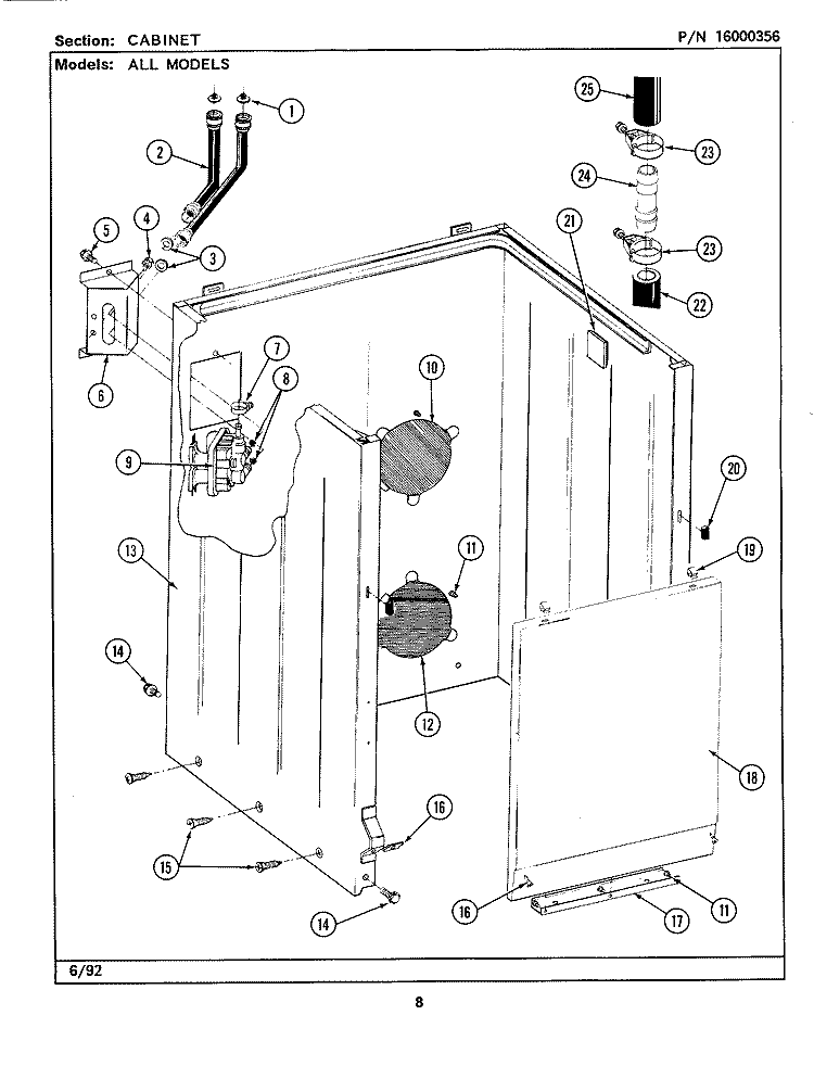CABINET Diagram and Parts List for  Maytag Washer