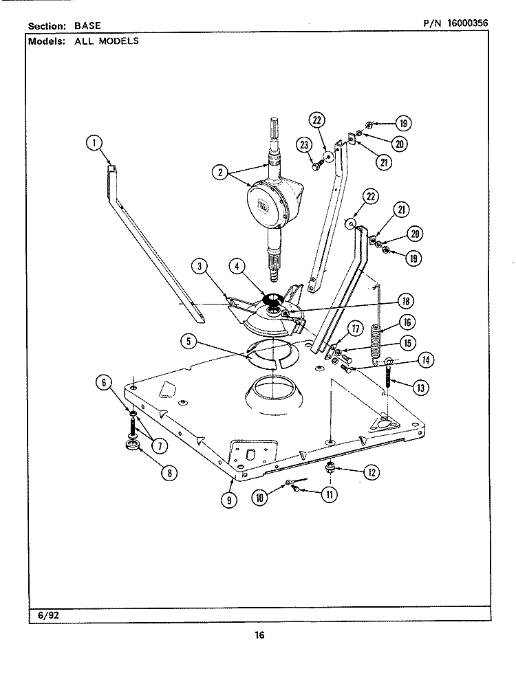 BASE Diagram and Parts List for  Maytag Washer