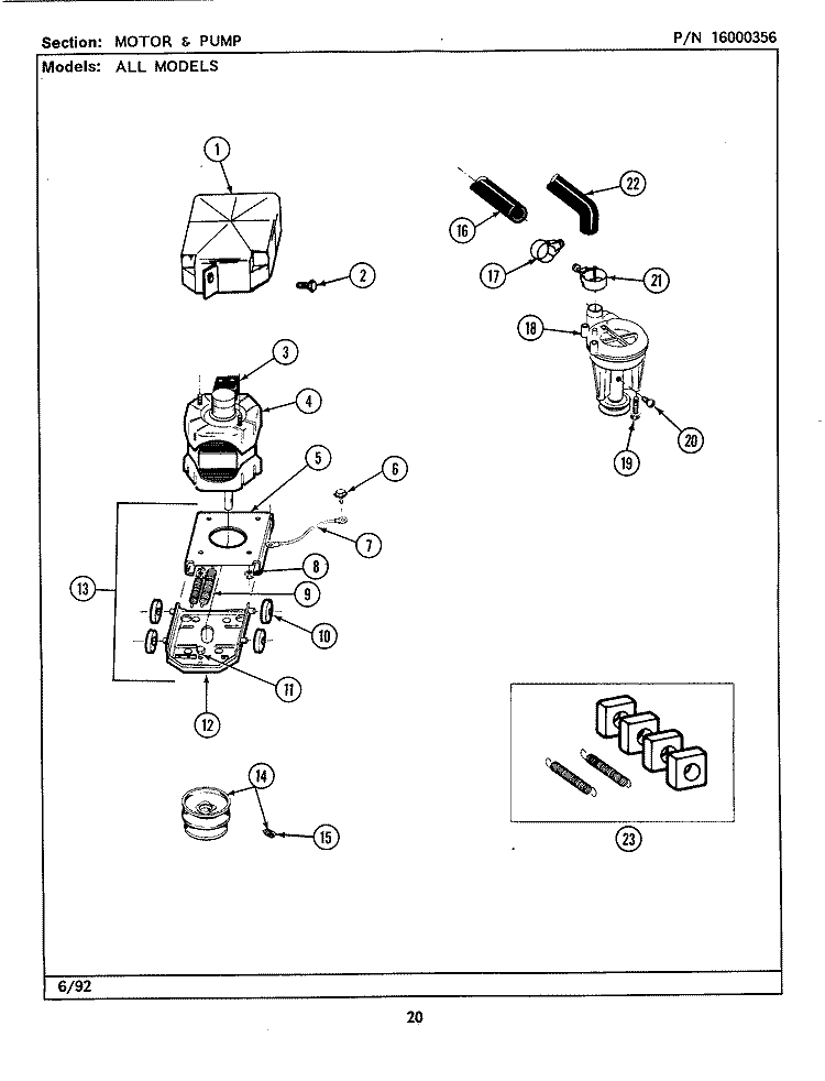 MOTOR & PUMP Diagram and Parts List for  Maytag Washer