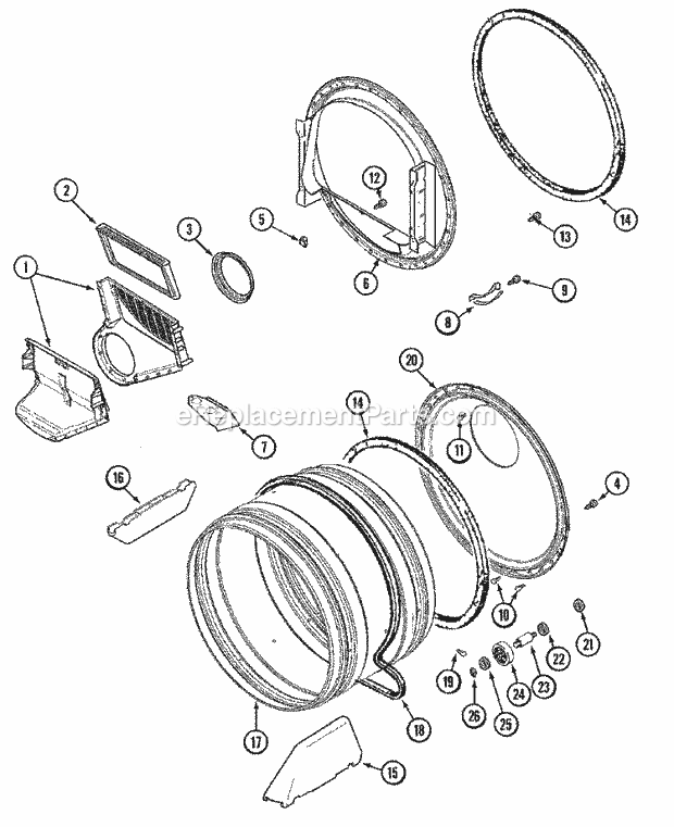 TUMBLER Diagram and Parts List for  Maytag Dryer