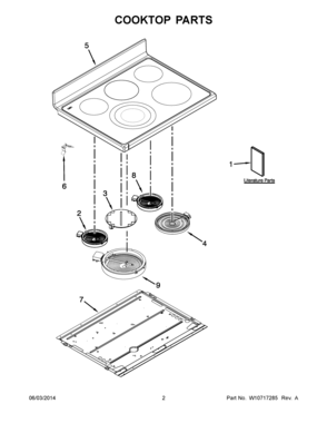 02 - COOKTOP PARTS Diagram and Parts List for YMET8820DS00  Maytag Range