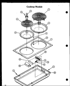 Cooktop Module Diagram and Parts List for AKM-1B-P85549-3S  Amana Range
