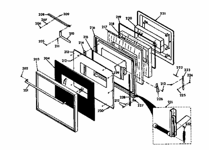 Black Glass Door-model No. 850.4237791; .4237792 Diagram and Parts List for 8504237791  Kenmore Range