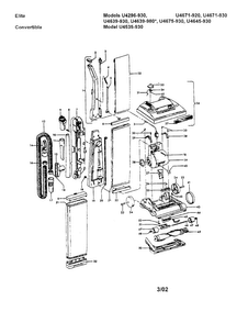 Vacuum Assembly Diagram and Parts List for U4671-920  Hoover Upright Vacuum