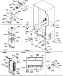 DRAIN SYSTEMS, ROLLERS, AND EVAP ASSY Diagram and Parts List for SRD325S5E P1307202W E Amana Refrigerator
