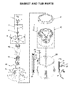 Basket and tub parts Diagram and Parts List for  Maytag Washer