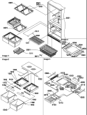 SHELVING ASSEMBLIES Diagram and Parts List for BX21TW P1196512W W Amana Refrigerator