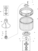 AGITATOR, DRIVE BELL, WASHTUB AND HUB Diagram and Parts List for PLWA40AW Amana Washer
