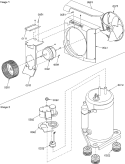 FAN MOTOR ASSEMBLY / COMPRESSOR ASSEMBLY Diagram and Parts List for 7M51TA P1214604R Amana Air Conditioner
