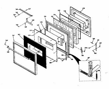 Upper Oven Door Diagram and Parts List for 8504277590  Kenmore Range