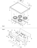Main Top and Backguard Diagram and Parts List for CST6003W P1143840N W Amana Range