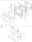 Oven Door and Storage Drawer Diagram and Parts List for ARTS6650WW P1130678NWW Amana Range