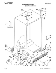 Cabinet Parts Diagram and Parts List for MSD2576VEM01  Maytag Refrigerator