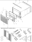 Outercase, Curtains and Front Assy Diagram and Parts List for RCF24080C5ER RE RCF24080C5ER B Amana Air Conditioner