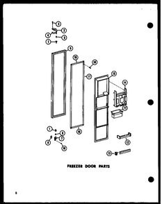 Freezer Door Parts Diagram and Parts List for ESR22C-G-P73900-10WG  Amana Refrigerator