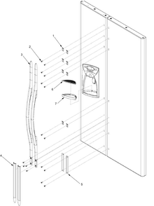 Handles And Trim Diagram and Parts List for XRSS264BW-PXRSS264BW0  Amana Refrigerator