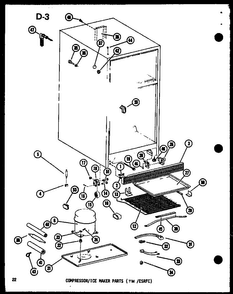 Compressor/ice Maker Parts Diagram and Parts List for ESR16E-G-P73953-27WG  Amana Refrigerator
