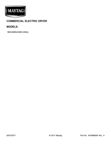 Cover Sheet Diagram and Parts List for MDG20MNAWW0  Maytag Dryer