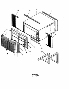 Outer Case Assembly Diagram and Parts List for RE14010C2D REV C Amana Air Conditioner