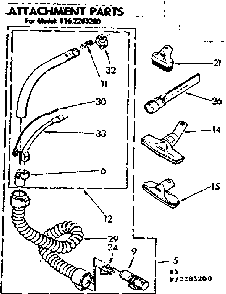 Attachment Parts Diagram and Parts List for 1162283280  Kenmore Canister Vacuum