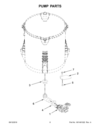 Pump Parts Diagram and Parts List for  Maytag Washer