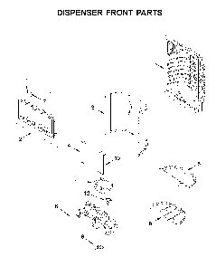 Dispenser front parts Diagram and Parts List for  Maytag Refrigerator